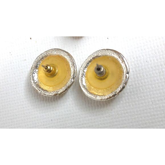 Vintage Jim Russell Silvertone Abstract Pierced Earrings - Picture 2 of 6